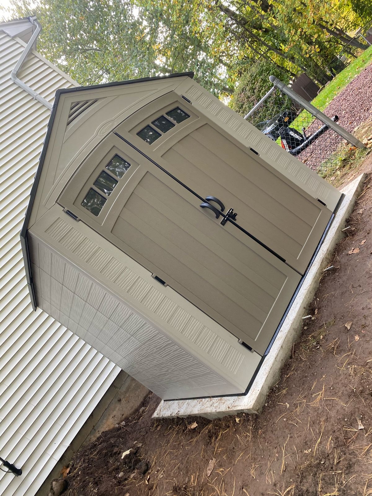 Resin shed assembled on new pad