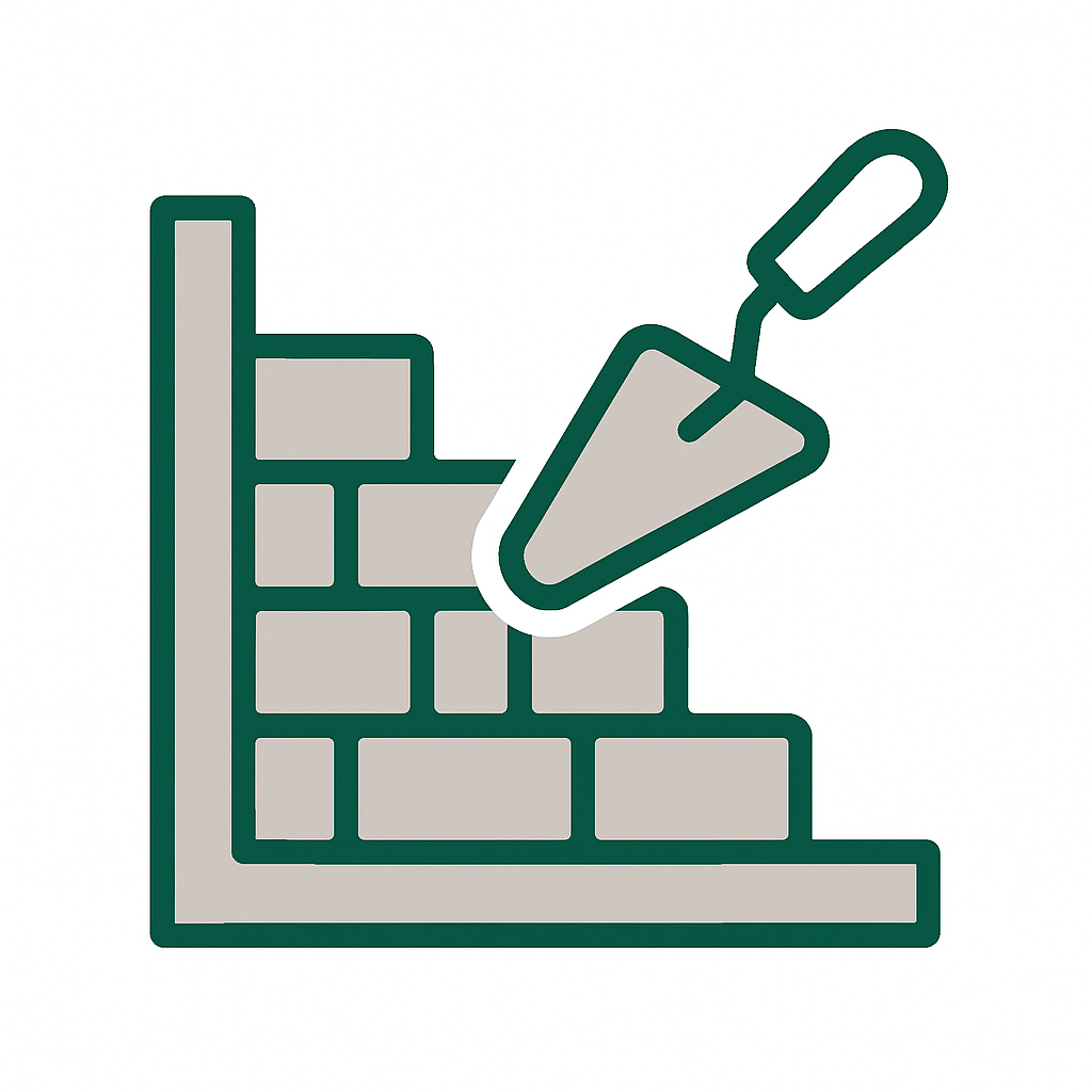 Stone patio and retaining wall under construction