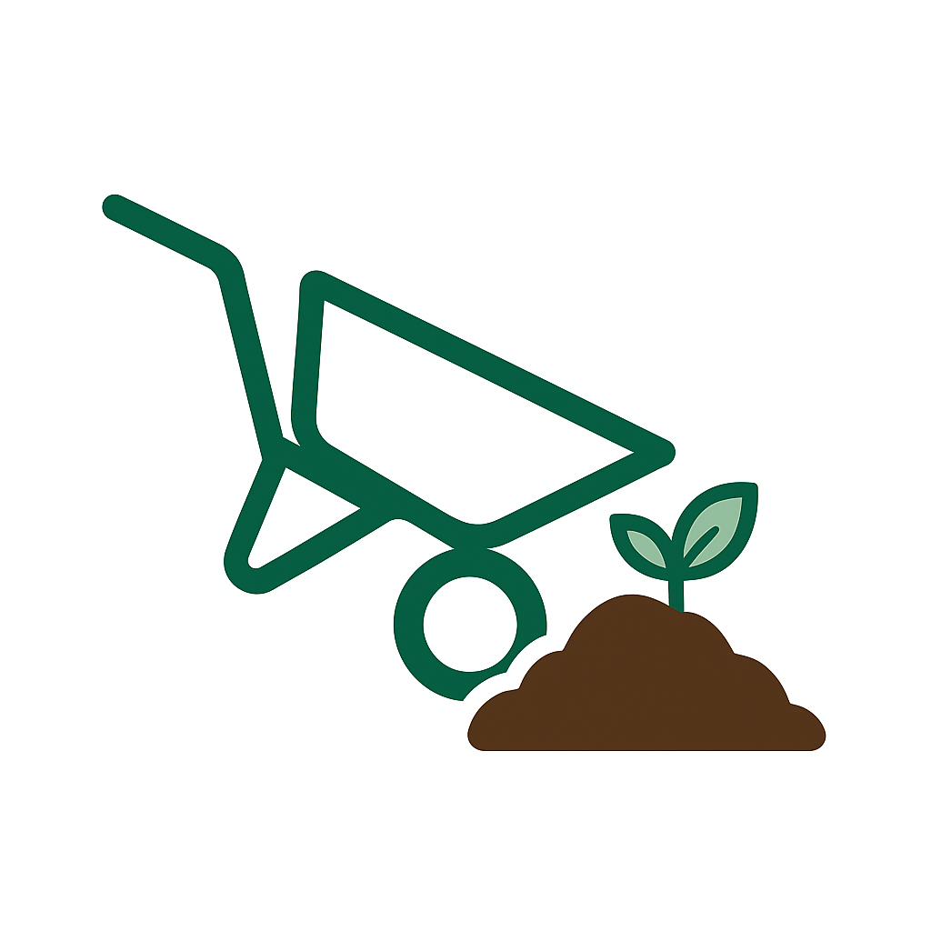 Fresh mulch and topsoil being spread